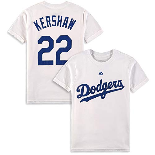 Clayton Kershaw Los Angeles Dodgers 22 White Youth Name Number
