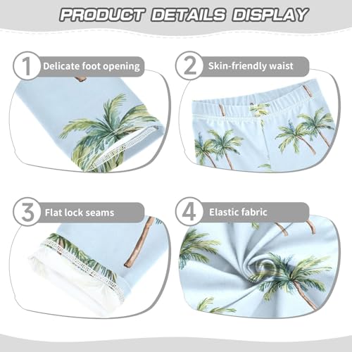 ALAZA Girls' Leggings Children's Yoga Pants Skinny Printed Dance Palm Trees Blue Comfortable 4T2