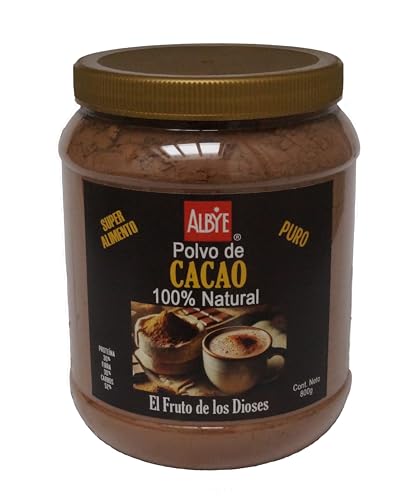 Cacao en Polvo Organico 100% Natural Bolsa 800g, Super Alimento: Proteína 30%, Carbohidratos 52% y Fibra 30%. El Fruto de los Dioses!