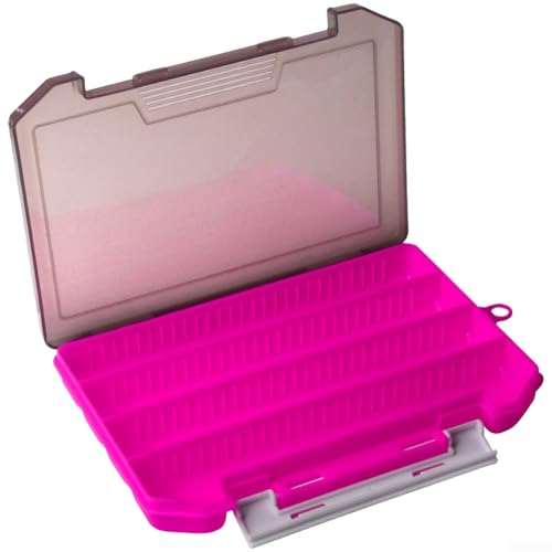 Caja de aparejos de pesca, 8 x 5.4 x 0.8 pulgadas, caja de almacenamiento de cebo de una sola cara con compartimento de 4 rejillas, eje grueso de acceso rápido, accesorio portátil de pesca al aire