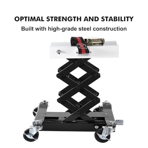 Image of Garvee Transmission Jack 450 LBS Capacity: Low Profile Lift with 2M Safety Straps & 4 Brake Wheels, 7-23 Inch Range for Car & Truck Repair (Black)
