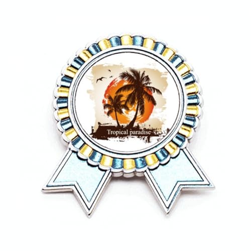 Broche arbre de cocotier plage métal taille M pour veste et sac
