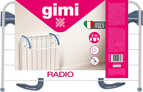 Étendoir à Linge Pour Radiateur GIMI – 3 Mètres De Longueur, Bras Réglables En Résine, Châssis Acier – Fabriqué En Italie