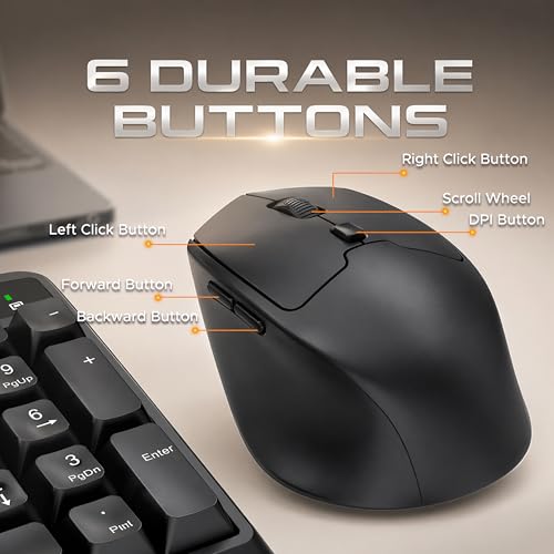 Image of Ant MASTER35 Wireless Keyboard and Mouse Combo, 2.4GHz Full Size 104 Keys with AI Shortcut Key, Ergonomic 6 Button Mouse with Adjustable DPI, Single USB Receiver, Plug & Play for PC Laptop Mac - Black