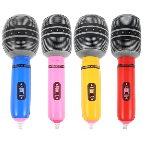 FOYTOKI 4pièces Microphones Gonflables Interactifs pour Fête Accessoire Amusant De Microphone Jouet Lot de Micros PVC Légers
