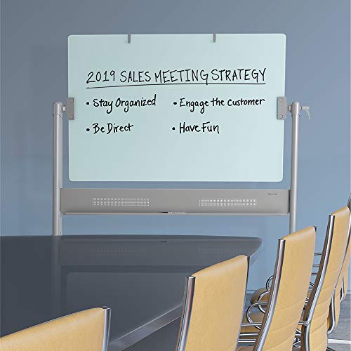 Quartet Easel, Magnetic, Glass Whiteboard, 4' X 3', Reversible, Portable, Flip Chart Holder, Infinity (Ecm43G), Silver #TOP2