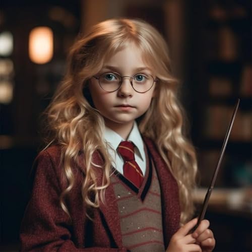 Image of WANNA PARTY Wizard Costume Kit, Harry The Magician Wizarding World Glasses with Tie and Wand Costume Accessory Pack of 3 Pieces