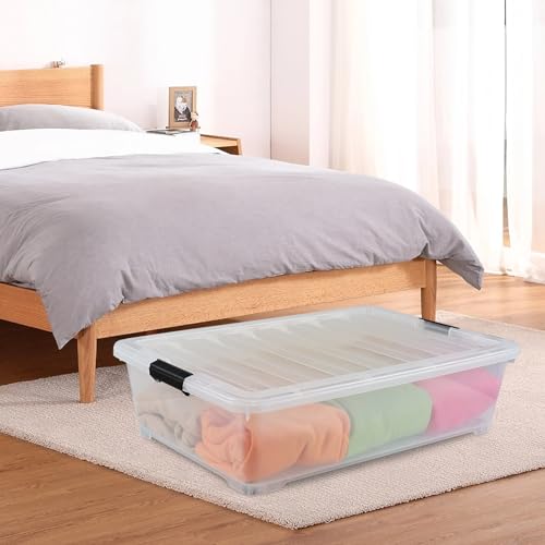 3-Pack-50-Quart-Under-the-Bed-Low-Profile-Storage-Boxes-Clear-Large-Under-Bed-Storage-Bin-with-Easy-Rolling-Caster-Wheels