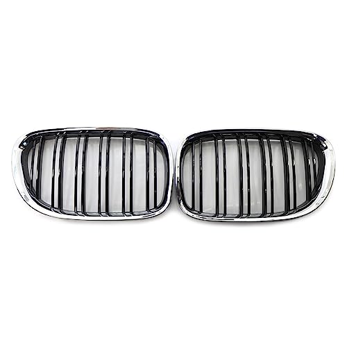 Calandre Voiture BMW Série 7 F01 F02 Grille Avant Noire Lamelles et Cadre Chromé 2009-2012