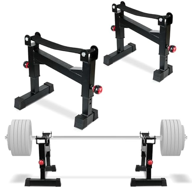 Deadlift Sling Racks for Home Gym, Deadlift Platform for Home Gym Weightlifting Plates Rack Deadlift Barbell Elevation Stand with 5-Level Height Adjustment