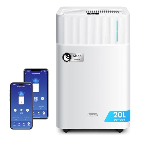 VonHaus Dehumidifier 20L/Day, 4.5L Water Tank, WiFi/Smart Moisture Extraction Machine For Damp, Condensation, Laundry/Clothes Drying, Prevents Mould & Smells, for Home, Bedroom, Utility Room & More