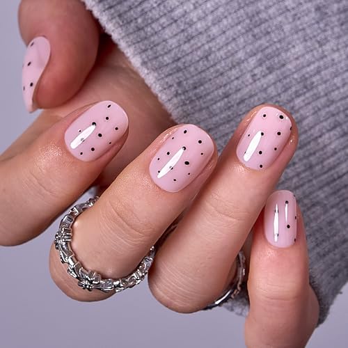 Image of CurvLife Press On Nails Extra Short - 32Pcs 16Size Soft Gel Oval Fake Nails, Reusable Glue On Nail Kit with Adhesive Tabs, Natural Fit & Salon-Quality for Women & Girls (Sweet Spot)