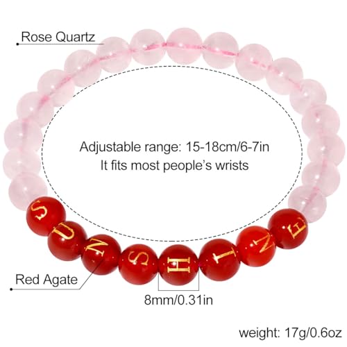 Bracelet porte-bonheur quartz rose et breloques à offrir