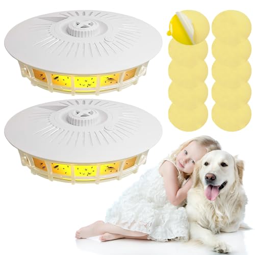 IXYHKB 2 PCS Flohfalle für Wohnung LED Flohlichtfalle Falle für Flöhe mit 10 Sticker Flohfallen Floh Läuse Testsieger Flohlampenfallen für Wohnzimmer Schlafzimmer Kinderzimmer Küche