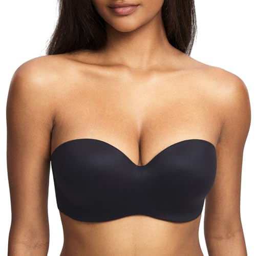 Image of DOBREVA Women's Strapless Lightly Lined Underwire Bra Padded Seamless Stay Put Convertible for Big Bust