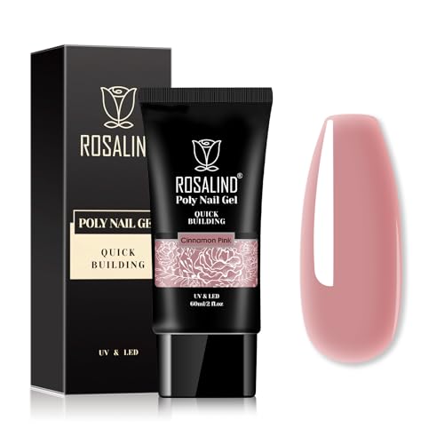 ROSALIND Poligel Constructor Uñas UV LED Gel de Extensión de Uñas 60ml, Rosa Canela Extensión Gel Uñas para Profesionales, Salón de Manicura, Bricolaje en Casa, Regalo para las amantes