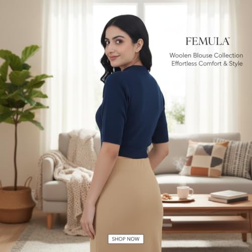 Image of Women Winter Wear V-Neck Half Sleeves Regular Fit Woollen Blouse