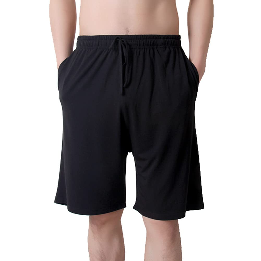 Simiduneur Men's Black Lounge Wear Shorts Nightwear Super Soft Comfy Model Pyjama Bottoms With Pockets,,6Xl