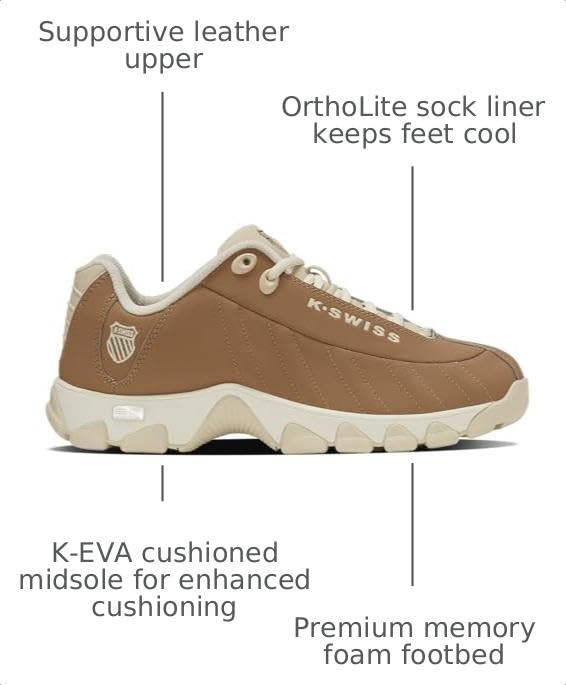 Image of K-Swiss Men's ST329 CMF Sneaker, Wide Tennis Walking Shoes Leather Upper