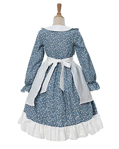 Nuoqi Prairie Dresses For Girls Pioneer Girl Laura Ingalls Wilder Costume Blue 4-5Y #TOP4