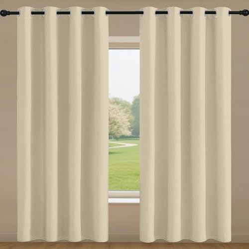 ZYANBIN Visillos Dormitorios Cortinas 152 x 213 cm Termicas Aislantes Frio y Calor Elegante Cortinas Decoracion Dormitorio para Sala de Estar, Color Crema