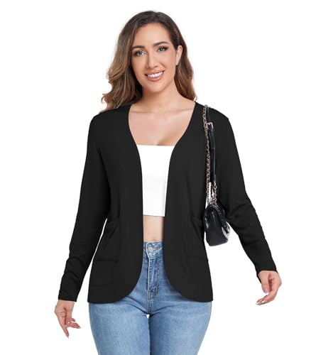 ADANIKI Women's Long Sleeve Cardigan with Pockets Lightweight Casual Loose Open Front Cardigans4