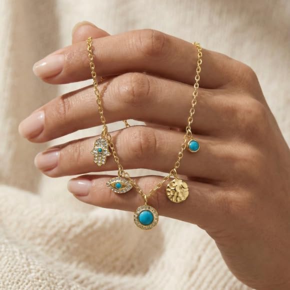 Alef Bet by Paula Amulet Evil Eye and Hamsa Hand Necklace - Image 8