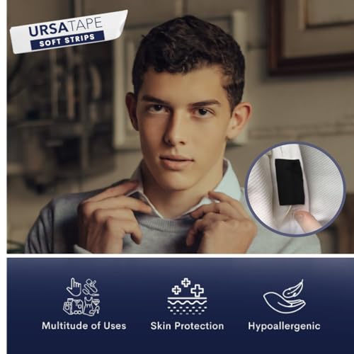 URSA Tape Stretchy Moleskin Fabric Tape | 30 Blister Tape Strips, Heavy-Duty Blister Prevention Tape, No-Residue Blister Bandages for Feet & Body Tape for Fabric | Black Moleskin Tape (3.14 x 0.98in)