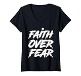 Photo Gallery donna inspirational christian quote faith over fear maglietta con collo a v Photo Gallery donna inspirational christian quote faith over fear maglietta con collo a v