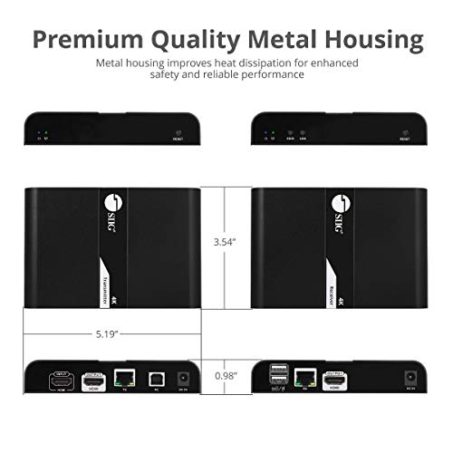 Siig 328Ft 4K@30 Hdmi Usb Kvm Extender Over Cat6 Cable, Local Hdmi Output, 2X Usb 2.0 Port, Support One Tx To Multi Rx Via Ethernet Switch, Near Zero Latency, Metal Housing (Ce-H25H11-S1) #TOP6