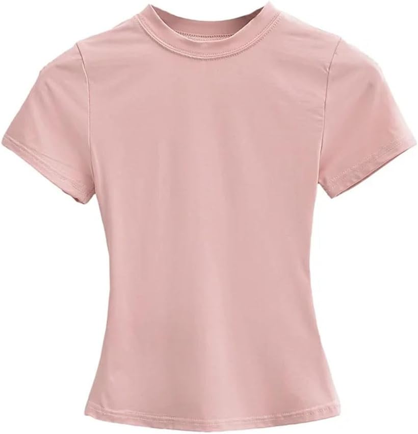 Women's Slim Fit Short Sleeve Solid Color Y2k Top