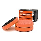 SPTA 3tlg Orange T40 Polierschwamm mit Mittlerer Schnitt, 150mm Polierschwämme Wachs Schwämme Auto Polierpad Polieren Pad, Polierschaum Set für Exzenter Poliermaschine Schleifmaschine Profiset