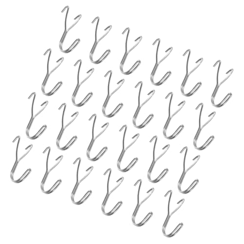 STOBAZA 50pcs Stainless Steel J-Shaped Pegboard Hooks Small Utility Hooks for Garage Kitchen Tool Organizer