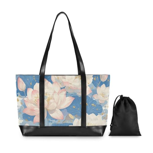 flower White Summer Boho fashion women work tote bag with zipper briefcase bags for gym with maletin ejecutivo para mujer2