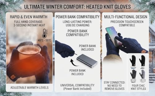 Heated Gloves for Men Women Removable USB Electric Hand Warmers Touchscreen - image 5