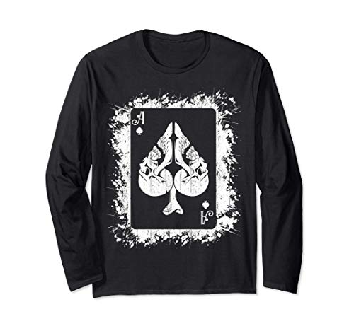 Ace of Spade Poker Gótico Halloween Baraja de cartas Jugador Manga Larga