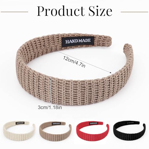 Image of DRESHOW 4 Pack Headbands for Women Thin Knitted Hairbands Turban Vintage Boho Head Bands Fashion Non Slip Head Wraps Hoop Hair Accessories