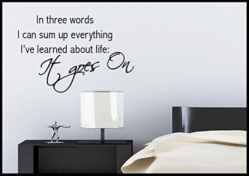 Life Goes On Quote Wall Sticker Bedroom Room Decal Mural Transfer Art Stencil, Brilliant Blue Gloss, Approx 90cm x 60cm