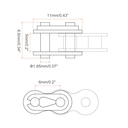 QUARKZMAN 5 Stück 04B-1 Rollenketten Verbindungslinks 6mm Teilung Kohlenstoffstahl Master Verbindungsstück, Kettenmeister-Verbindungsstücke für 04B-1 Kette