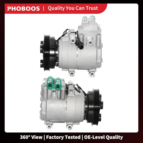 Image of PHOBOOS A /C compressor with Clutch Compatible with Hyundai Accent 2001-2005 L4 1.6L (Not for 1.5L), For HS15 Compressor, Fast Cooling, Low Noise, Easy Installation, Ref.CO-10920C