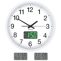 KWANWA Modern Wall Clocks, Light Sensor/LED Time Display/LCD Time Date and Temperature, Battery photo KWANWA Modern Wall Clocks, Light Sensor/LED Time Display/LCD Time Date and Temperature, Battery