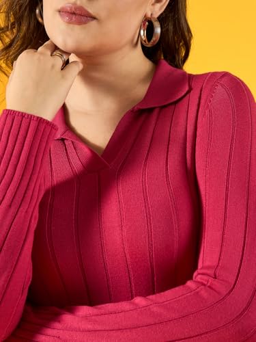 Image of 98 Degree Women Pure Cotton Collar Neck Sweater Has A Full Sleeve & Straight Hem-AW25AZG1154-BLACK