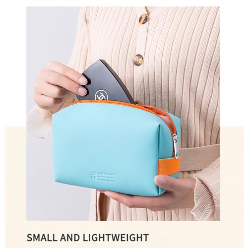 Image of Cortina Pouch for Travel Makeup Bag, Makeup Organizer Bag, Cosmetic Bag Makeup Bag for Women, Toiletry Bag for Travel Tools 16.5x7x11.5cm, Small, Light Blue | Compact travel makeup and toiletry organizer, 16.5x7x11.5cm, small size in light blue for women