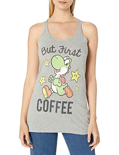 Nintendo Junior's But First Graphic Tee, Gray Heather, Small - image 1