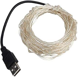 USB String Lights 5M/16.4ft 50 LEDs, USB Powered Silver Wire Micro Fairy Lights for Indoor Bedroom Wedding Christmas Party Decoration (Warm White)