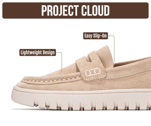 Image of Project Cloud 100% Genuine Leather Loafers for Women - Memory Foam Insoles Slip On Shoes for Women - Lightweight Womens Shoes - Non Slip Womens Loafers (Filide1)