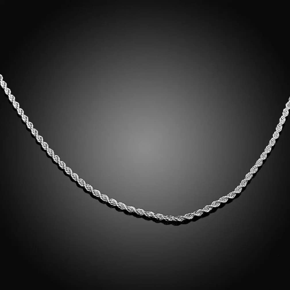 Catena di Corda da 2 mm per Collana con Ciondolo Collana con Catena Intrecciata da 40-60 cm con Gioielli in Argento Sterling 925 da Donna e da Uomo