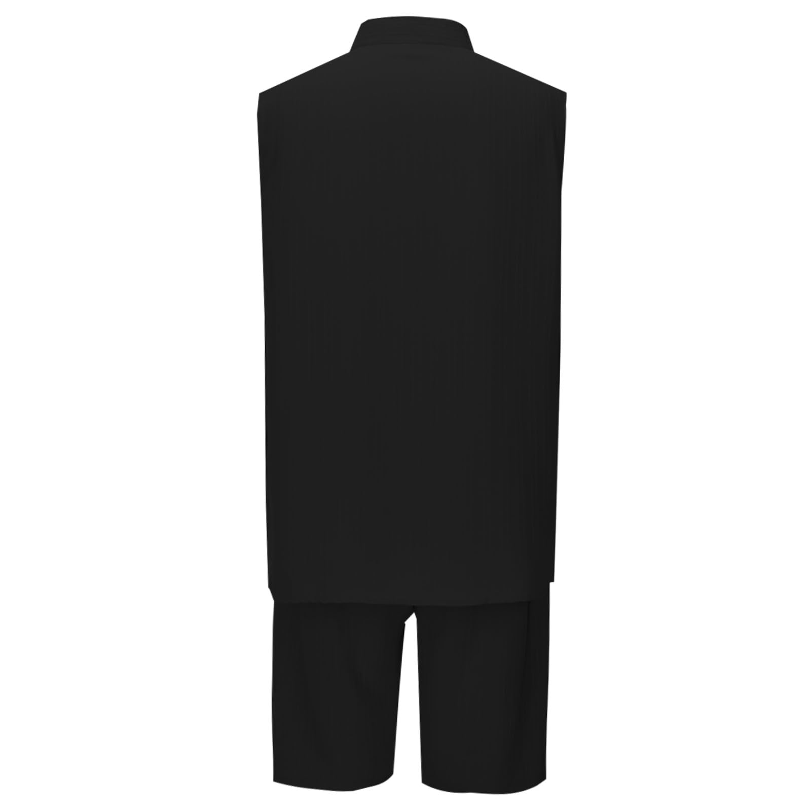 Générique Homme Ensemble 2 Pièce Casual Ensemble Survêtement Homme patte de boutonnage Chemise sans manches Bermuda Mode Confort Y2k Combinaison De Sport Pour Randonnée Et Jogging