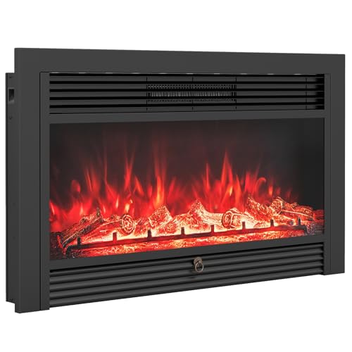 Image of Giantex 36 inch Electric Fireplace Insert, Wall Recessed /Mounted, Freestanding Fireplace with Remote Control, 3 Color Adjustable Flames, 2 Modes Heat, 8H Timer, 5 Brightness, 750 /1500W Heater