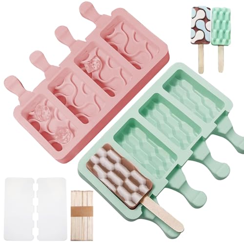 Eisformen Eis am Stiel Wassereis Formen Eisformen Silikon für Stieleis Eisbehälter für Selbstgemachtes Selber Machen Stieleisformen Eisförmchen Popsicle Molds Ice Cream Mold - A